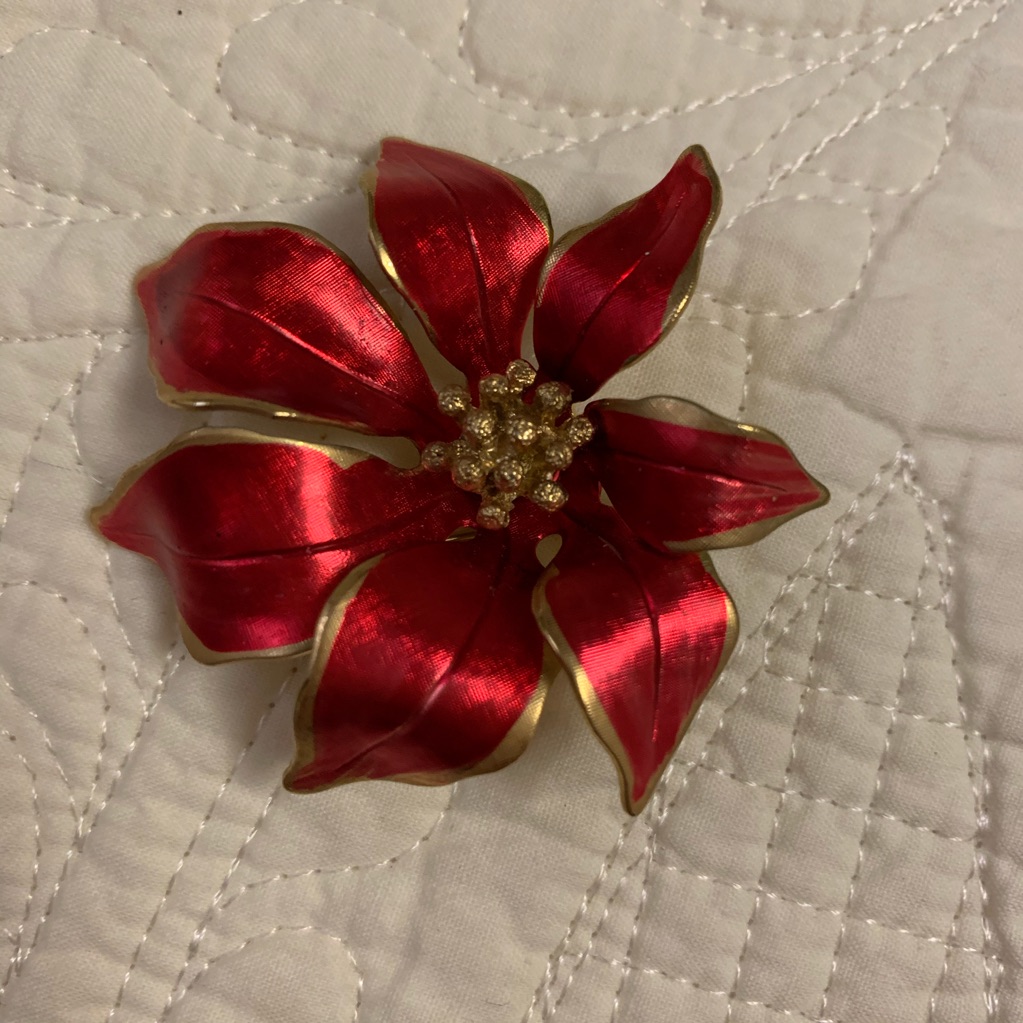 Vintage Cerrito Red Poinsettia Brooch
